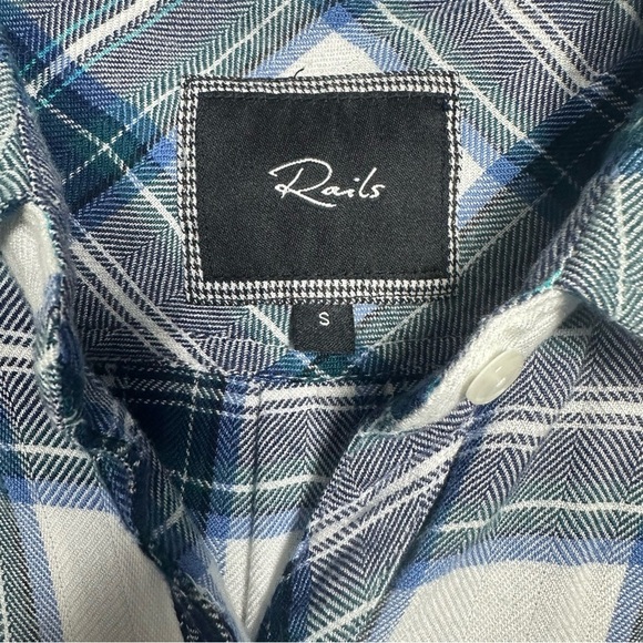 Rails Hunter Women’s Plaid Rayon Button-Down Shirt Soft Blue White Size Small - Picture 3 of 11